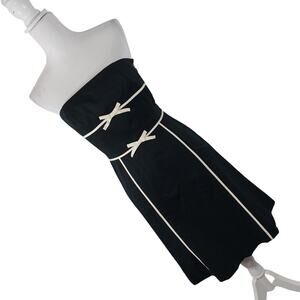Ann Taylor Black and White Strapless Dress